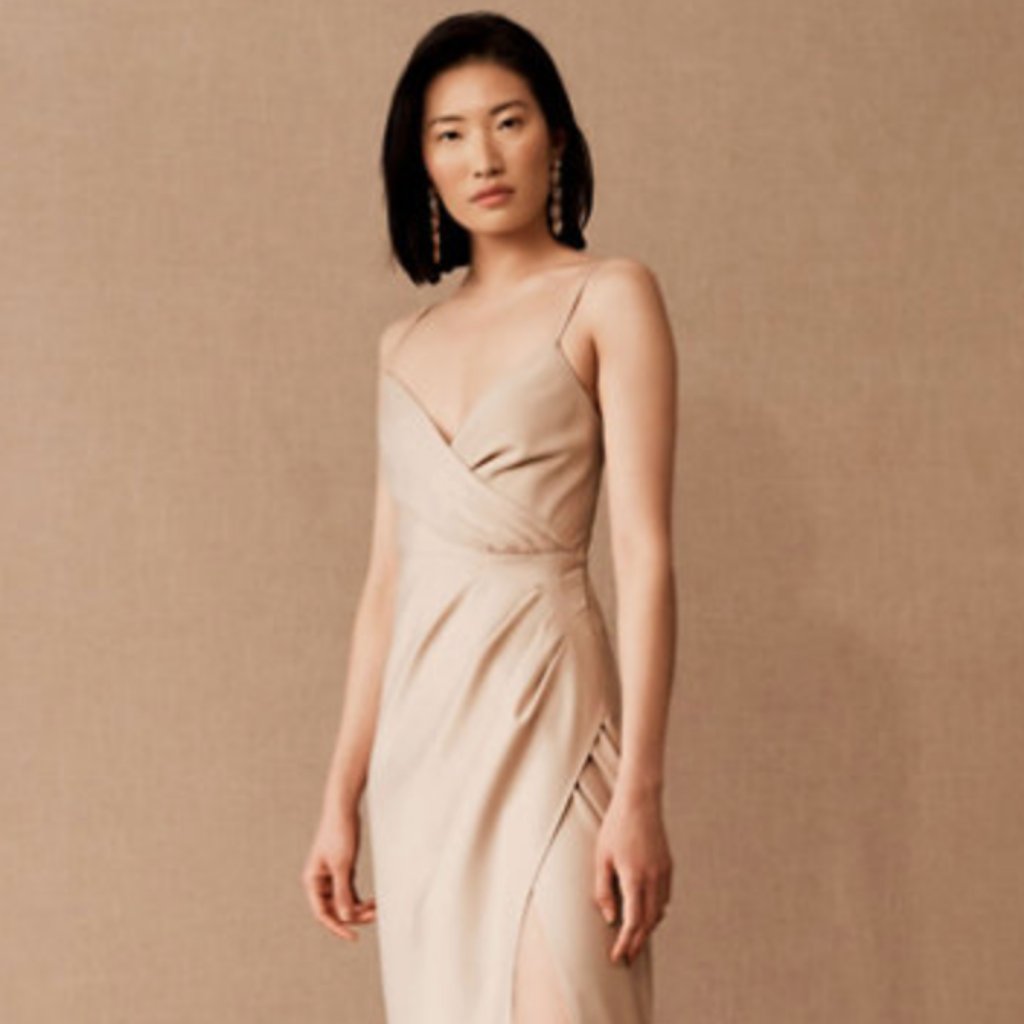 Bhldn Freya Satin Charmeuse Dress In Oyster